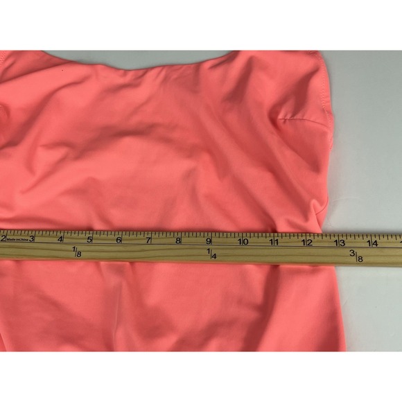 Victoria Secret Coral Orange One piece Swim Suit Ruffle Strap Sz L - Picture 6 of 11